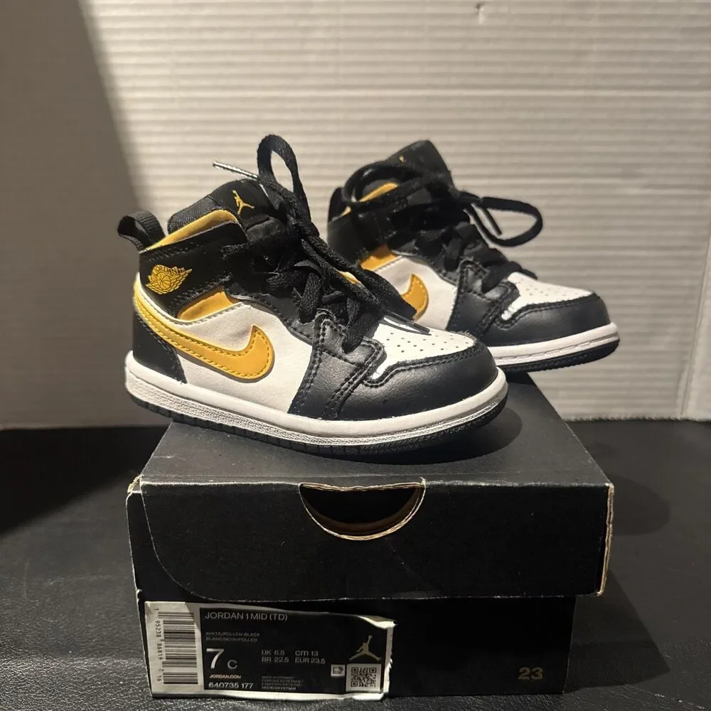 Air Jordan 1 Mid TD 'Black Gold' Size 7C 640735-177 with box - Picture 1 of 11